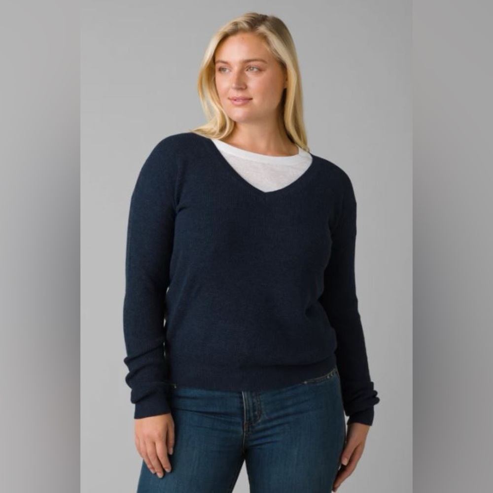 Prana Women's Milani V-Neck Sweater - Nocturnal XL